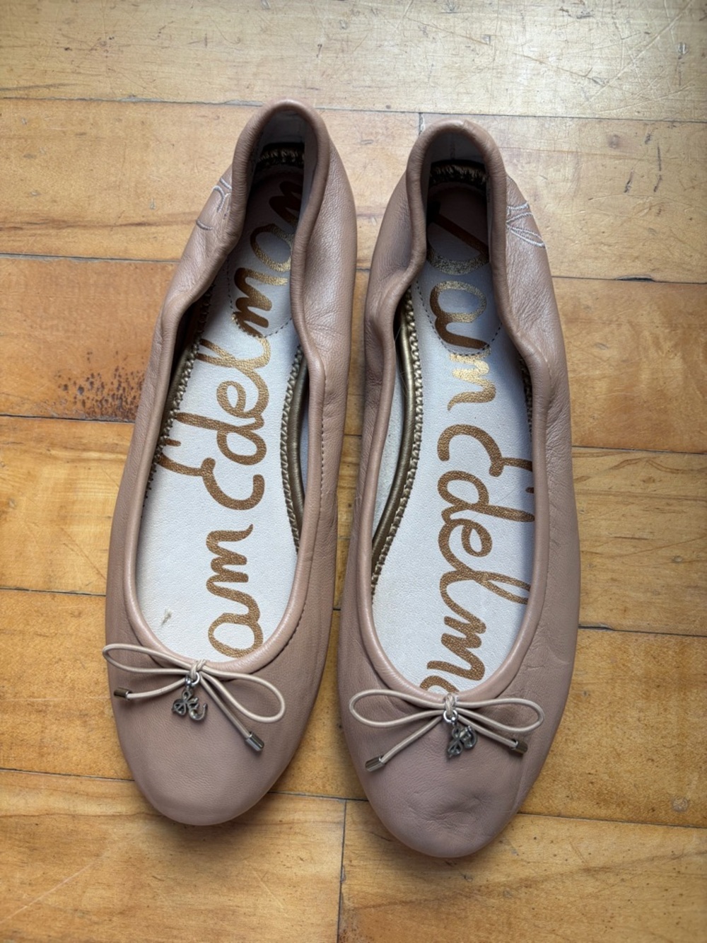 Sam Edelman Taupe Leather Ballet Flats with Bow Never Worn!